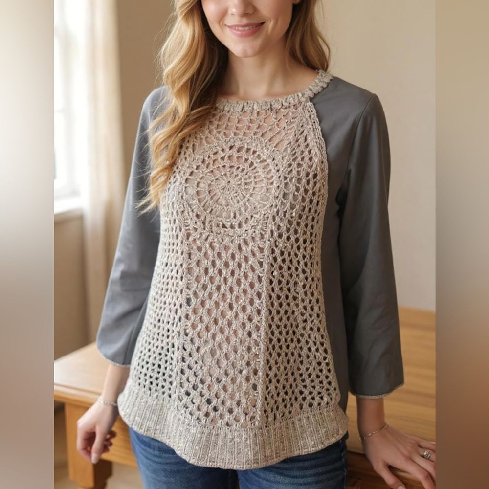Sharon Young Heather Gray Knit Poncho Size S/M